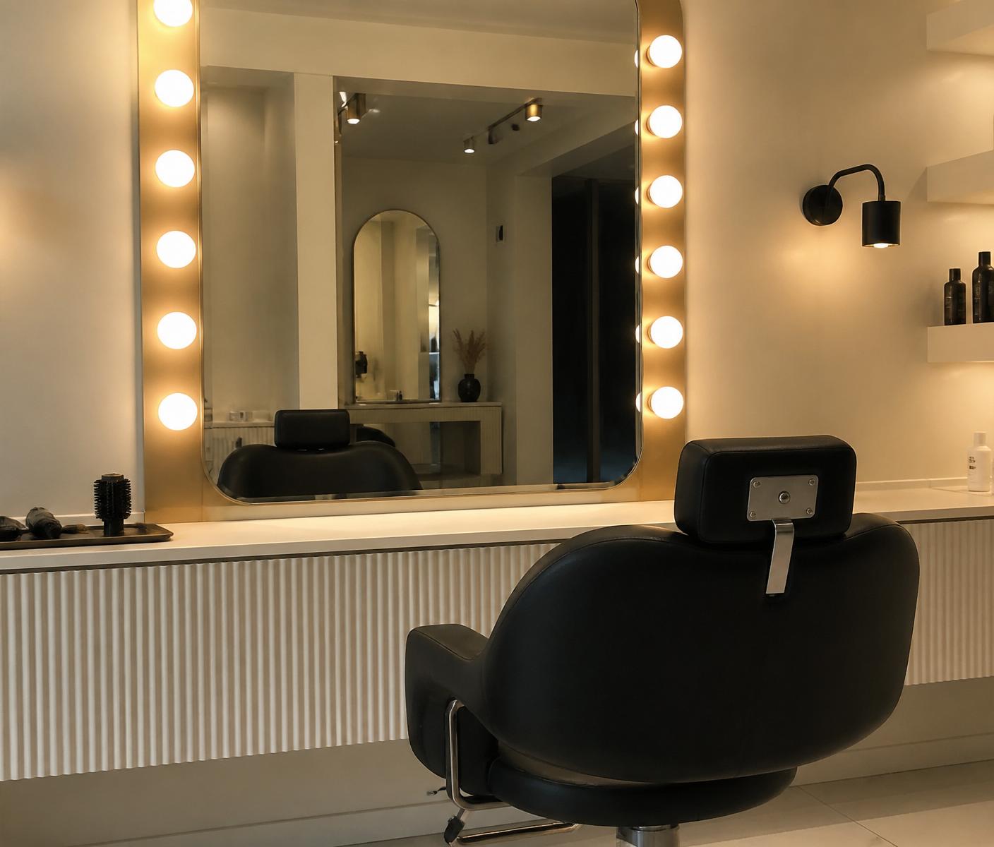 Salon vanity and mirror